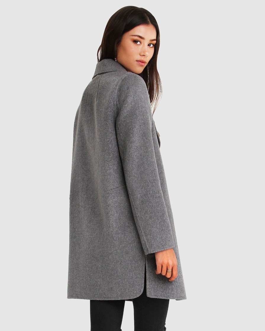 Women Belle & Bloom Wool Coats | New Fit Ex-Boyfriend Wool Blend Oversized Jacket - Dark Grey