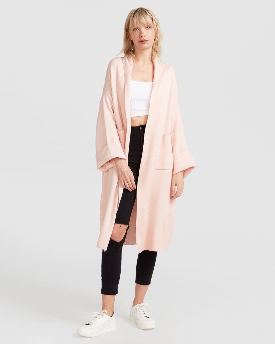 Women Belle & Bloom Jumpers & Knits | Hold The Line Coatigan - Pale Pink