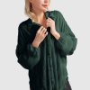 Women Belle & Bloom Shirts & Blouses | Serenade Velvet Plisse Shirt - Dark Teal