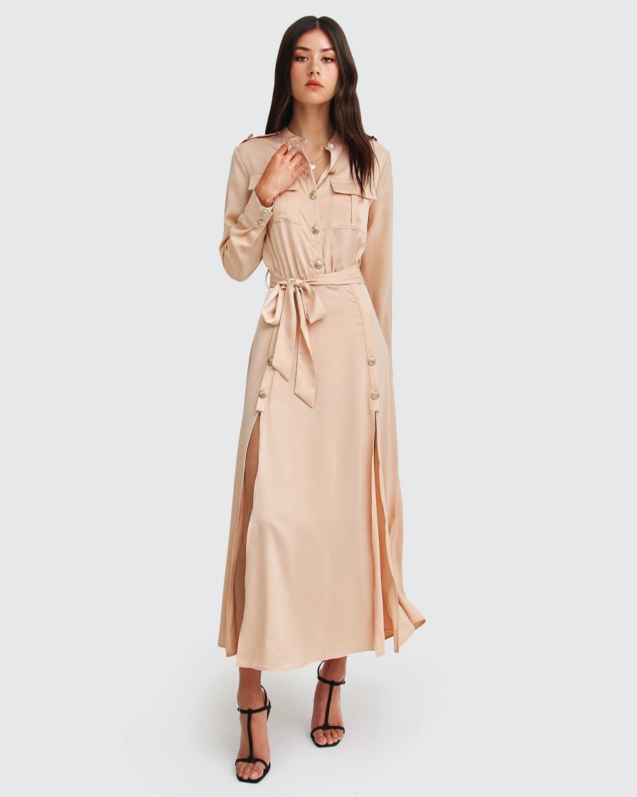 Women Belle & Bloom Maxi Dresses | Lover To Lover Maxi Shirt Dress - Champagne