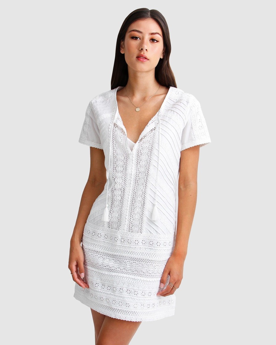 Women Belle & Bloom Mini Dresses | Summer Forever Mini Dress - White