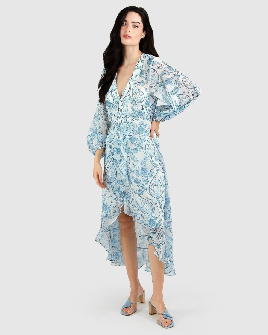 Women Belle & Bloom Midi Dresses | Beautiful Escape Dress - Porcelain Paisley