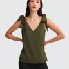 Women Belle & Bloom Shirts & Blouses | Feel For You V-Neck Top - Military