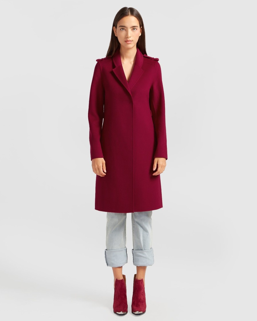 Women Belle & Bloom Wool Coats | Jealousy Belted Wool Blend Coat - Magenta