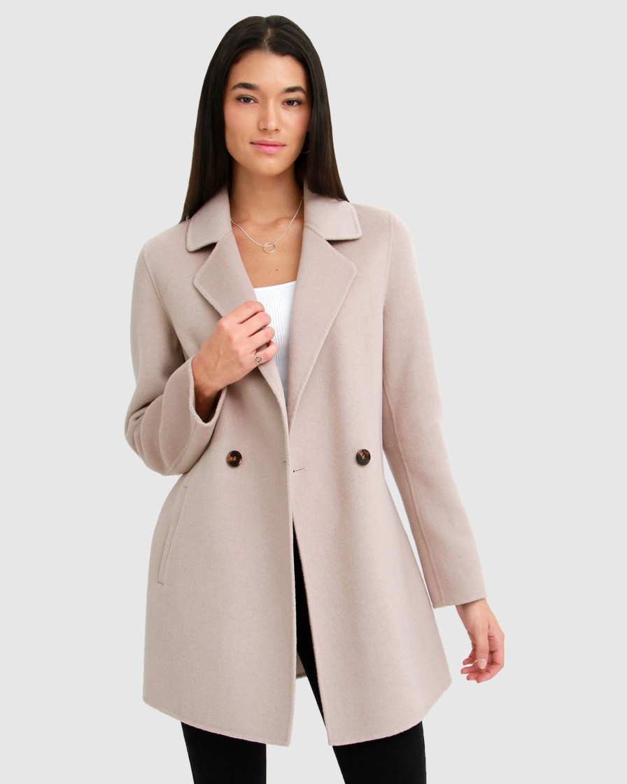 Women Belle & Bloom Belted Coats | Electric Feel Drawstring Coat - Sand