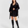 Women Belle & Bloom Belted Coats | Ace Of Spades Velvet Coat - Black