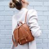 Women Belle & Bloom Shoulder Bags | Camila Leather Backpack - Brown