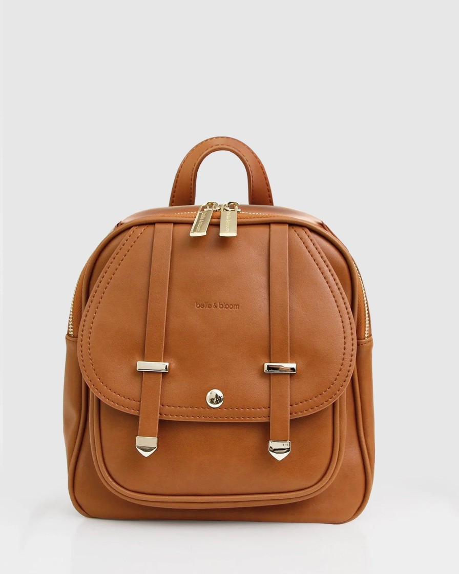 Women Belle & Bloom Shoulder Bags | Camila Leather Backpack - Brown