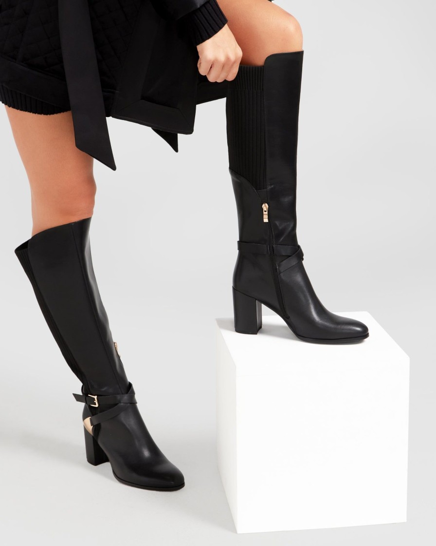 Women Belle & Bloom Boots | Breton Knee High Boot - Black