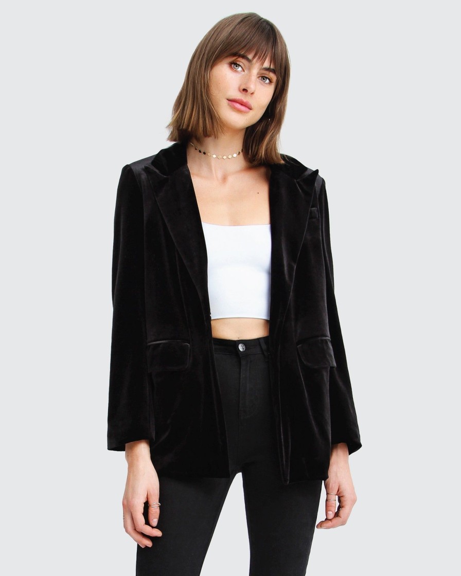 Women Belle & Bloom Suits & Blazers | Eternity Velvet Blazer - Black