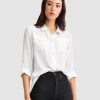 Women Belle & Bloom Shirts & Blouses | Eclipse Rolled Sleeve Blouse - Cream