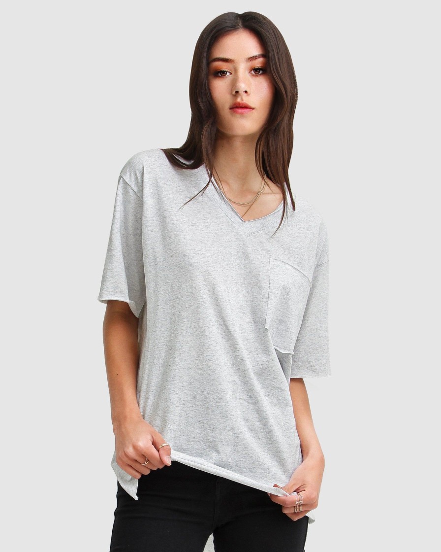 Women Belle & Bloom T-Shirts | Brave Soul Oversized T-Shirt - Grey