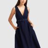 Women Belle & Bloom Midi Dresses | Miss Independence Midi Dress - Navy