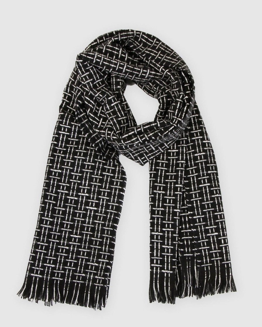 Women Belle & Bloom Scarves | Downtown Textured Scarf - Black