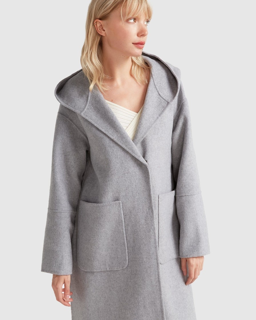 Women Belle & Bloom Wool Coats | Walk This Way Wool Blend Oversized Coat - Grey