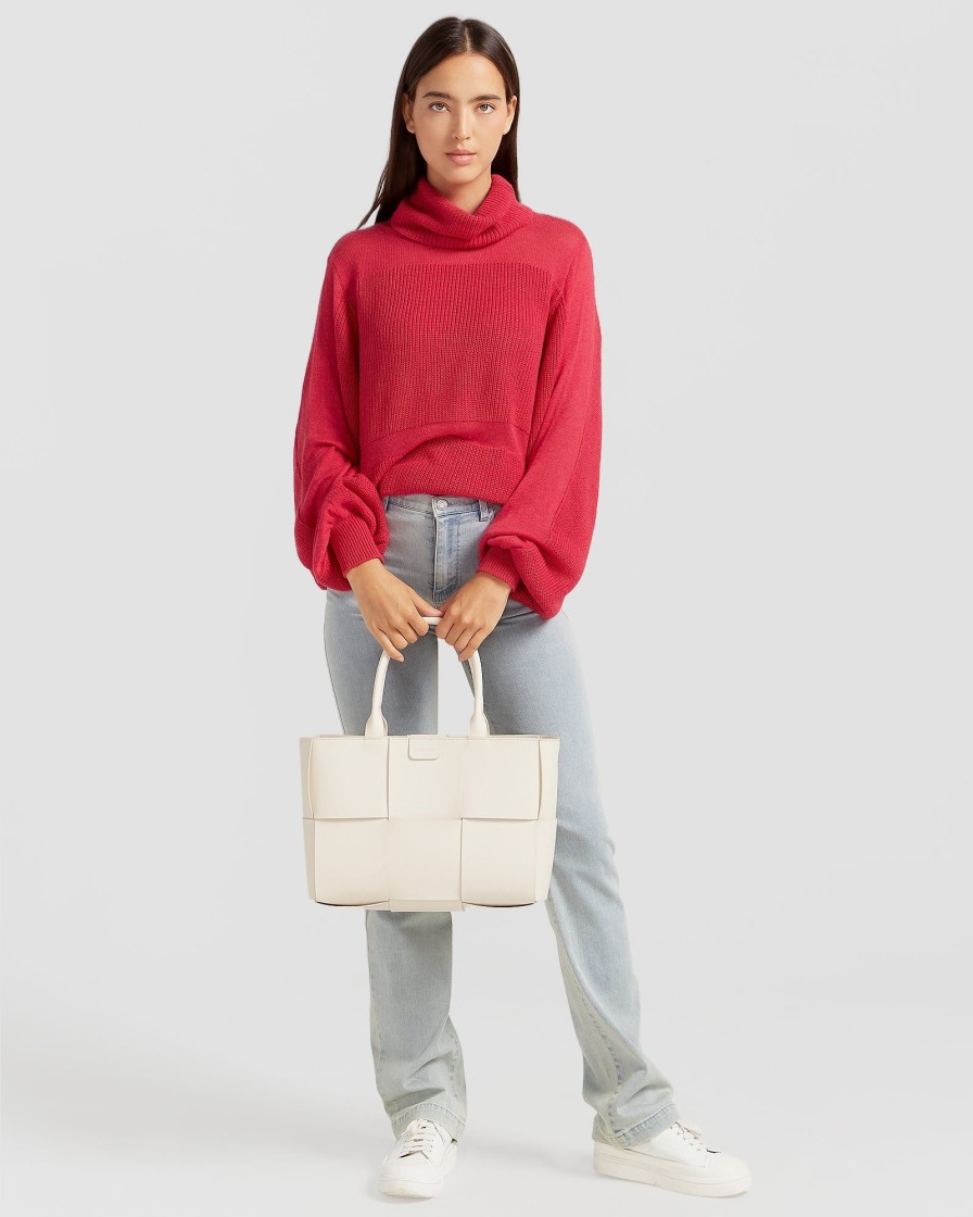 Women Belle & Bloom Jumpers & Knits | Nevermind Sheer Panelled Knit - Watermelon