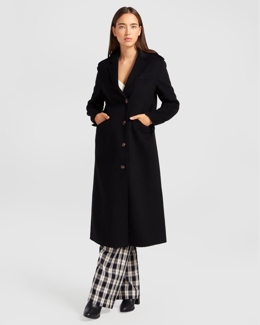 Women Belle & Bloom Wool Coats | Tainted Love Longline Coat - Black