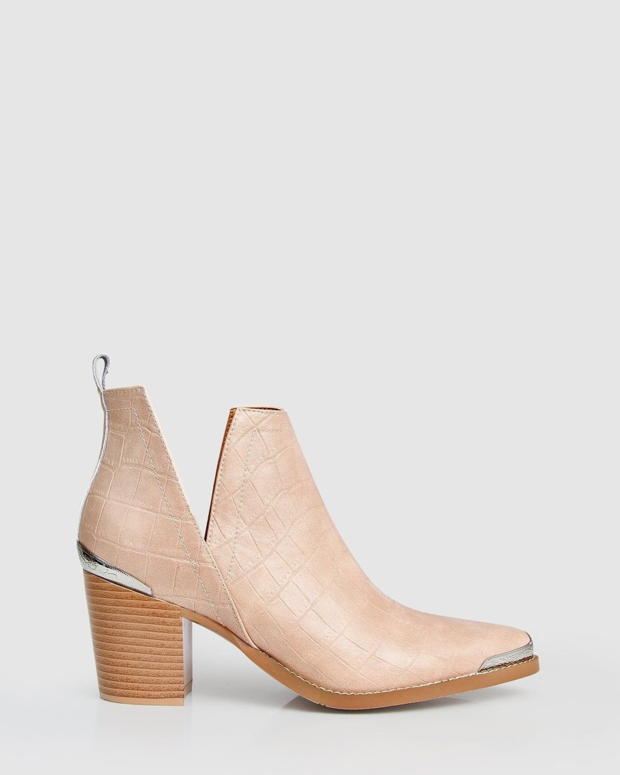 Women Belle & Bloom Boots | Austin Croc Embossed Ankle Boot - Blush