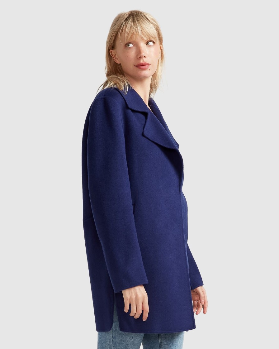 Women Belle & Bloom Wool Coats | New Fit Ex-Boyfriend Wool Blend Oversized Jacket - Midnight Blue