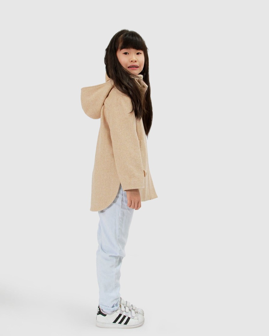 Girl Belle & Bloom | When I Grow Up Detachable Hooded Coat - Pale Oat