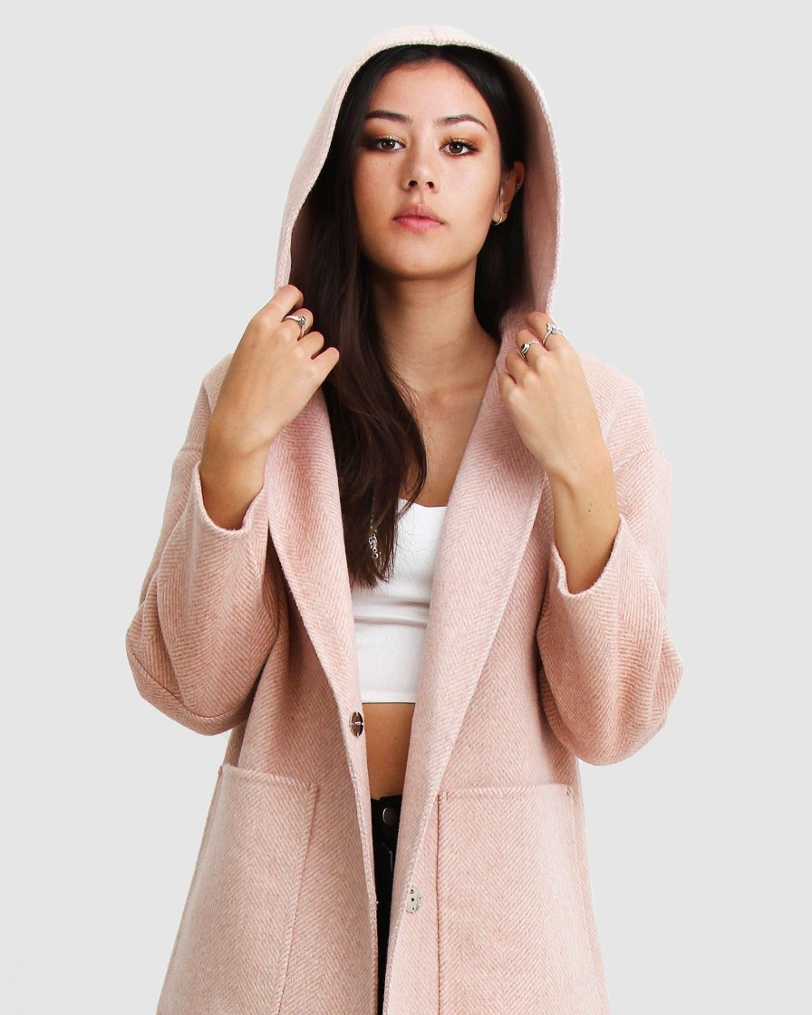 Women Belle & Bloom Wool Coats | Walk This Way Wool Blend Oversized Coat - Blush Pink