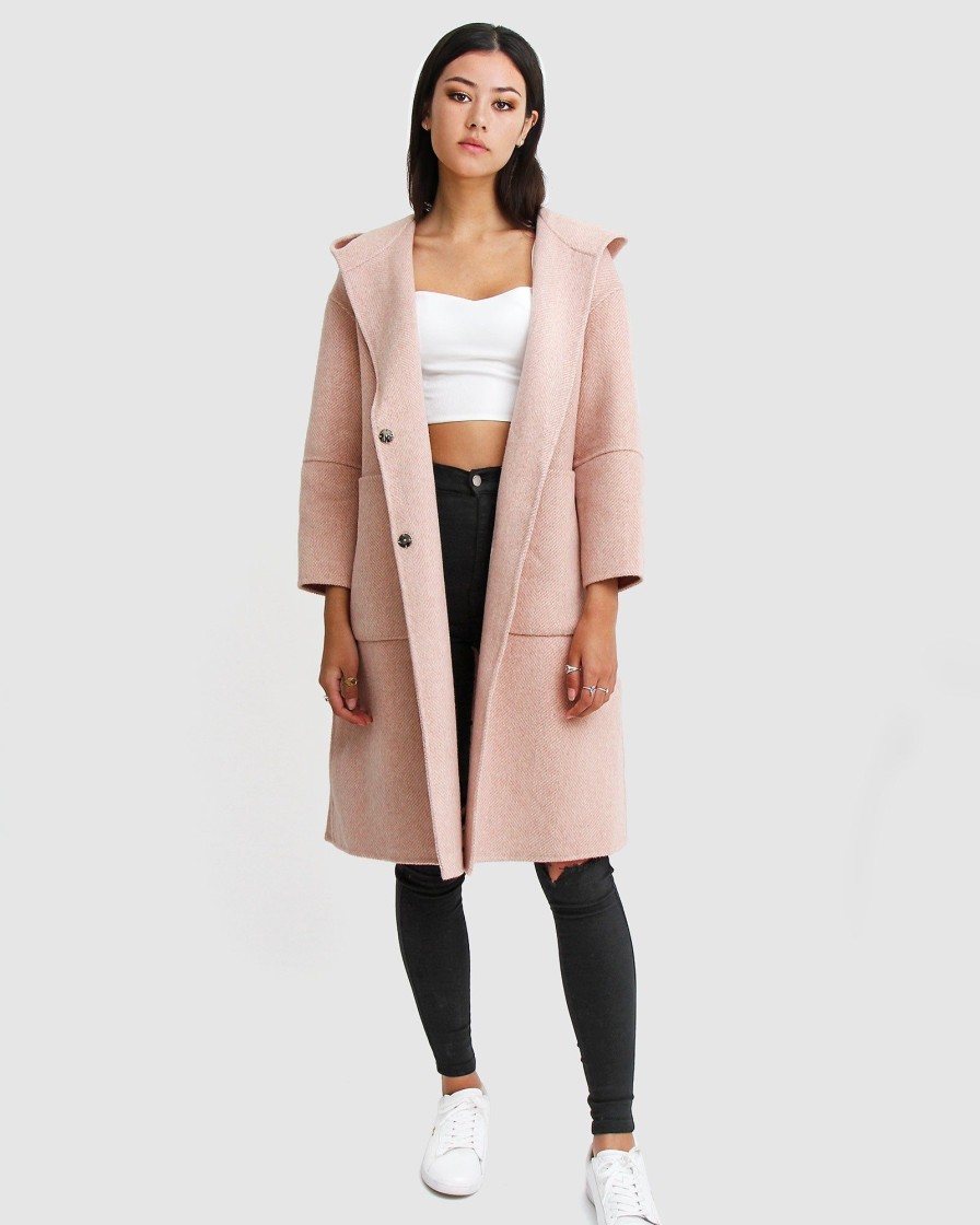 Women Belle & Bloom Wool Coats | Walk This Way Wool Blend Oversized Coat - Blush Pink