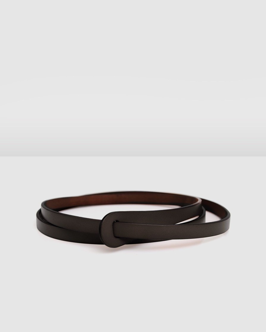 Women Belle & Bloom Belts | Tie The Knot Leather Belt - Espresso