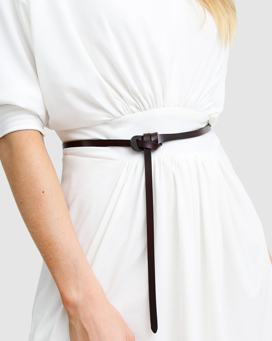 Women Belle & Bloom Belts | Tie The Knot Leather Belt - Espresso