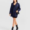 Women Belle & Bloom Suits & Blazers | Cambridge Oversized Wool Blazer - Blue