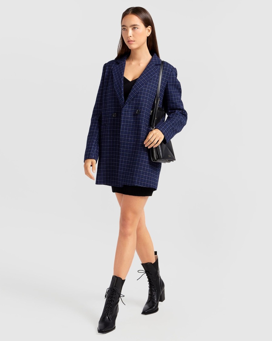 Women Belle & Bloom Suits & Blazers | Cambridge Oversized Wool Blazer - Blue