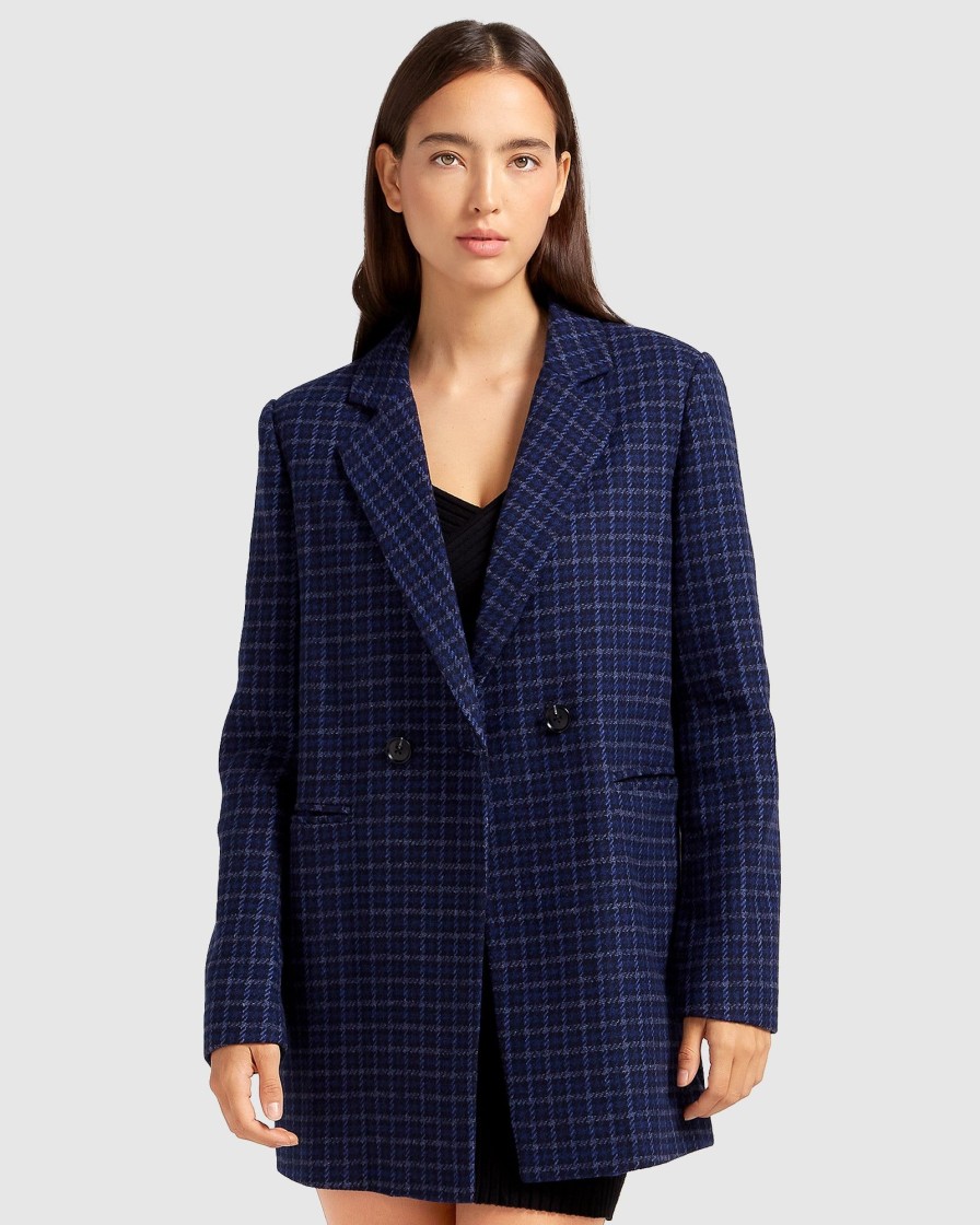 Women Belle & Bloom Suits & Blazers | Cambridge Oversized Wool Blazer - Blue