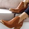 Women Belle & Bloom Boots | Austin Croc Embossed Ankle Boot - Camel