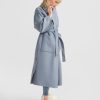 Women Belle & Bloom Belted Coats | Wide Awake Split Hem Overcoat - Denim Blue