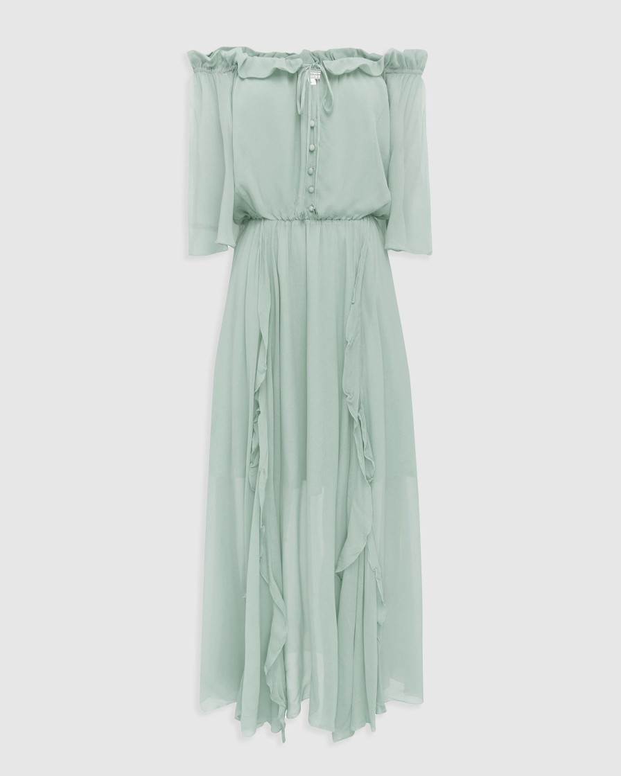 Women Belle & Bloom Maxi Dresses | Amour Amour Ruffled Midi Dress - Spearmint Final Sale