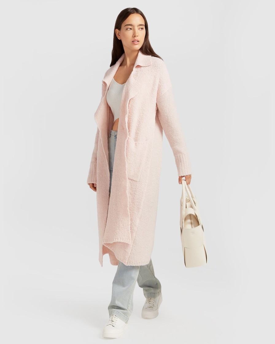 Women Belle & Bloom Jumpers & Knits | Born To Run Sustainable Sweater Coat - Pale Pink