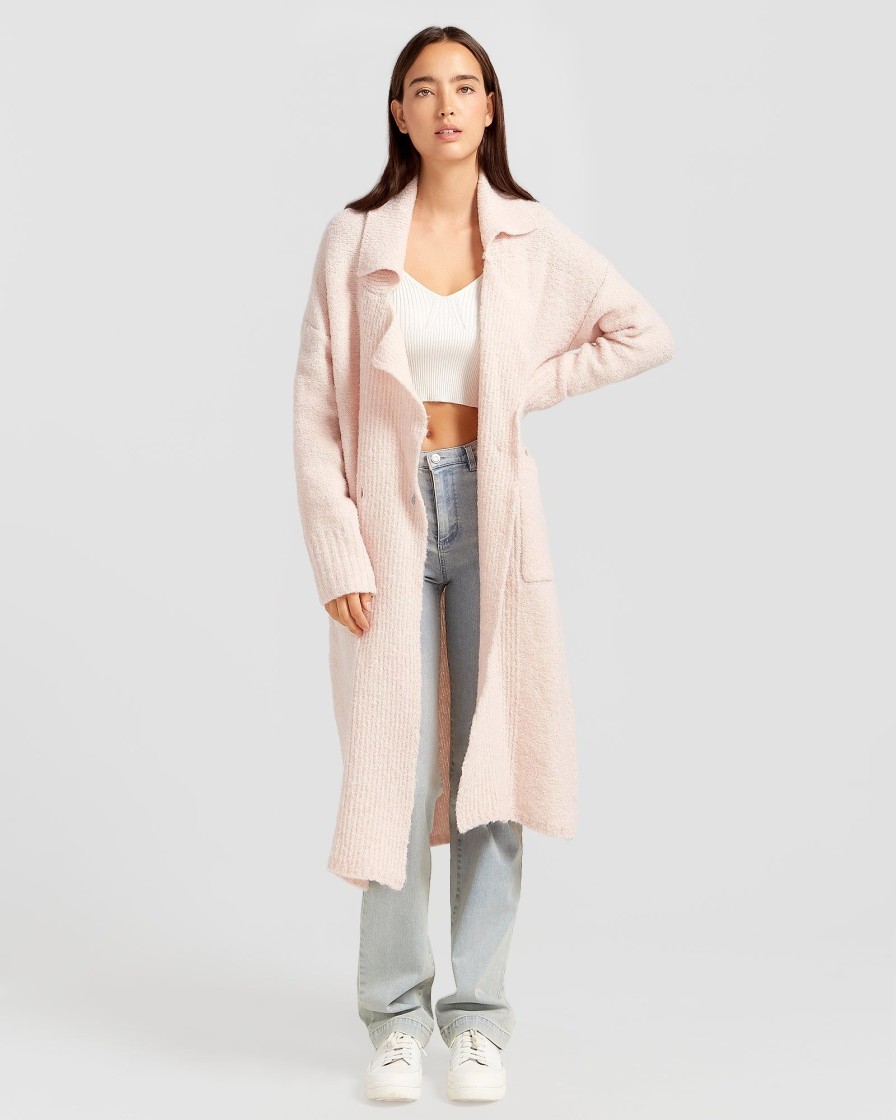 Women Belle & Bloom Jumpers & Knits | Born To Run Sustainable Sweater Coat - Pale Pink