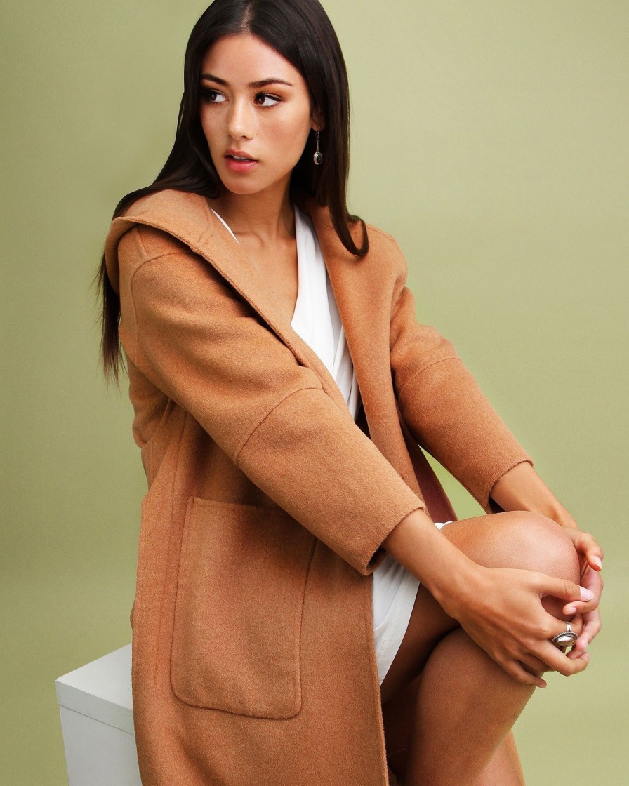 Women Belle & Bloom Wool Coats | Walk This Way Wool Blend Oversized Coat - Camel