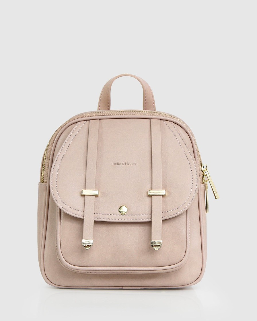 Women Belle & Bloom Shoulder Bags | Camila Leather Backpack - Dusty Pink