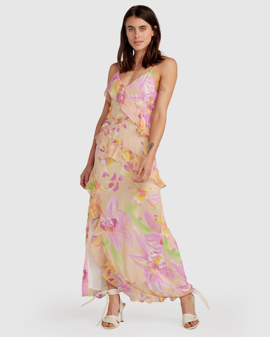 Women Belle & Bloom Maxi Dresses | Ocean Eyes Limited Edition Silk Maxi Dress - Floral