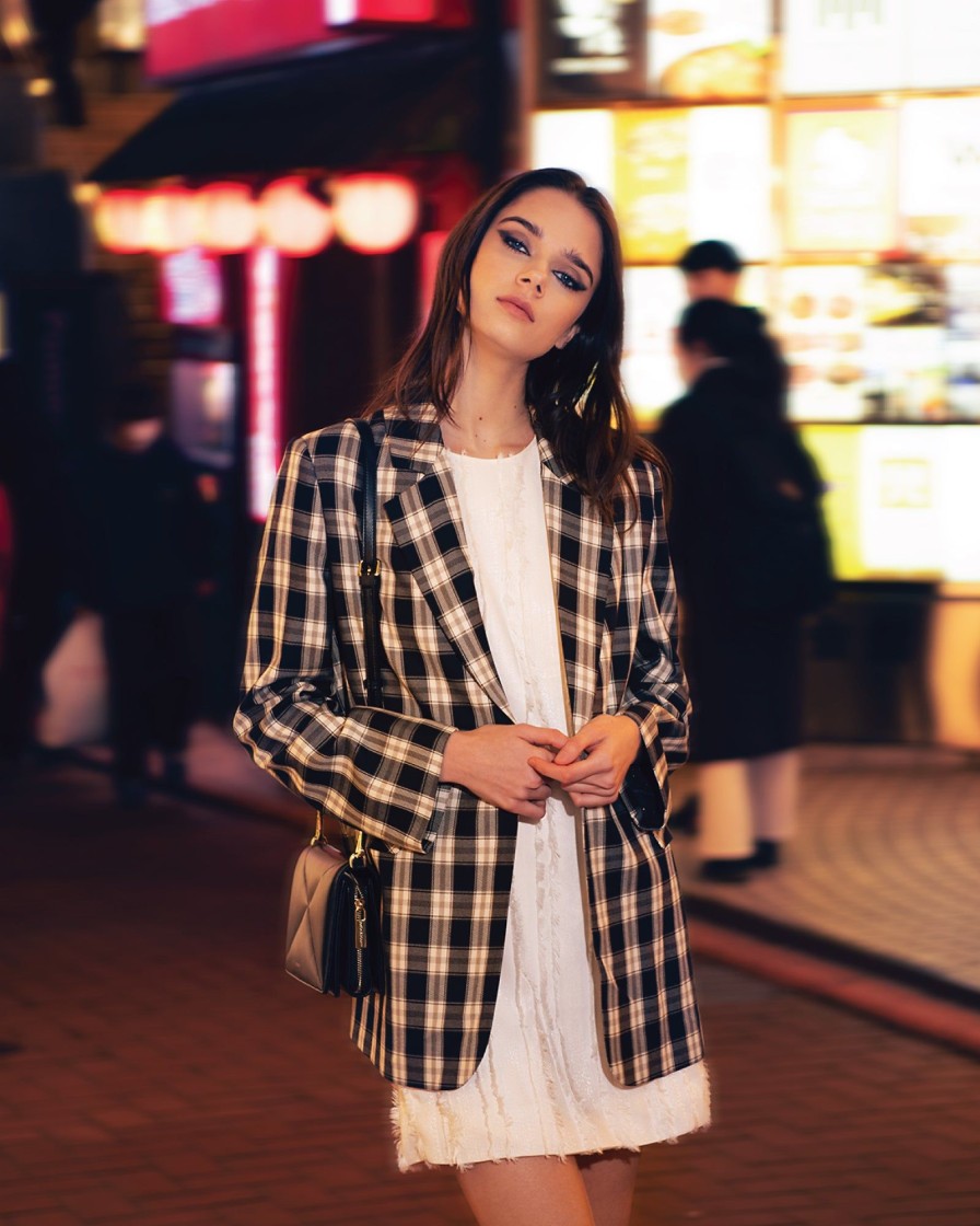 Women Belle & Bloom Suits & Blazers | Love & Mercy Checked Blazer - Black Check