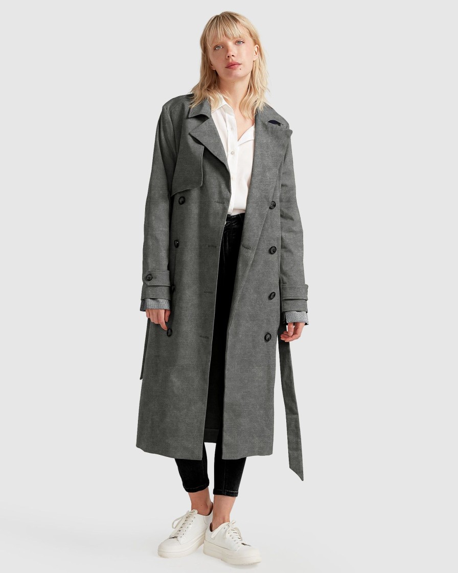 Women Belle & Bloom Belted Coats | Empirical City Trench Coat - Washed Black