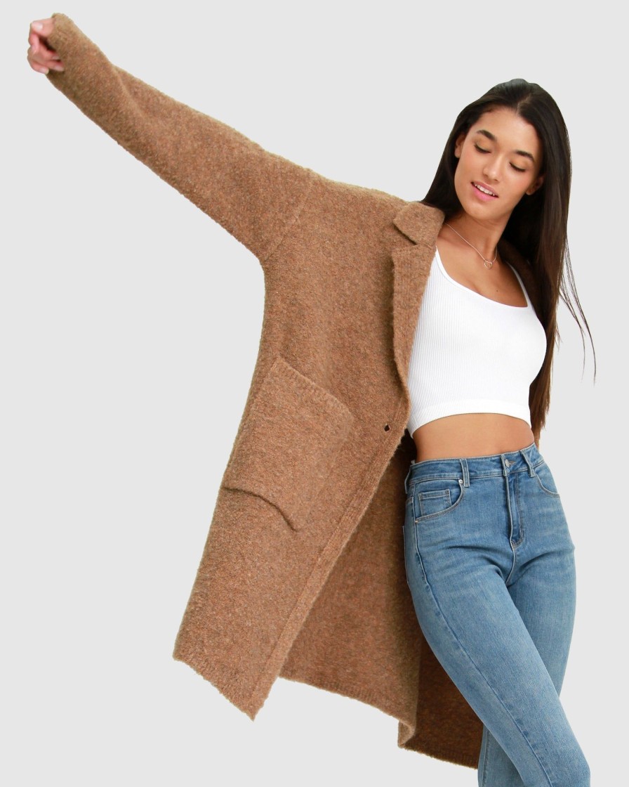 Women Belle & Bloom Jumpers & Knits | Days Go By Sustainable Blazer Cardigan - Camel