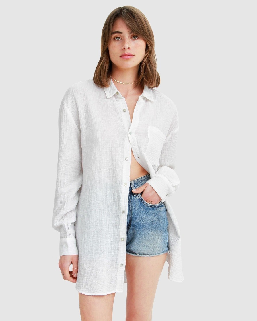 Women Belle & Bloom Shirts & Blouses | South Coast Oversized Shirt - White