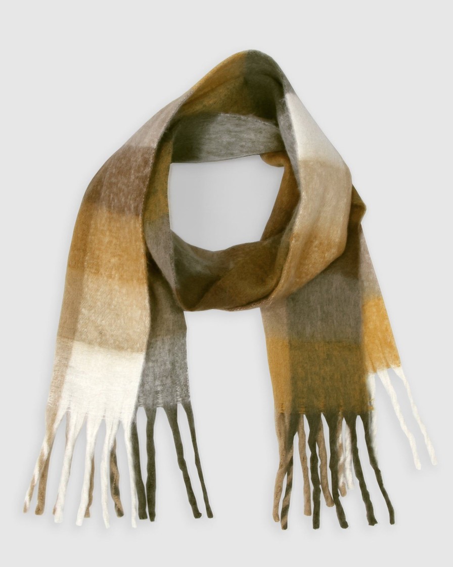 Women Belle & Bloom Scarves | Vail Checkered Scarf - Earth