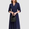 Women Belle & Bloom Midi Dresses | All Eyes On Me Midi Dress - Navy