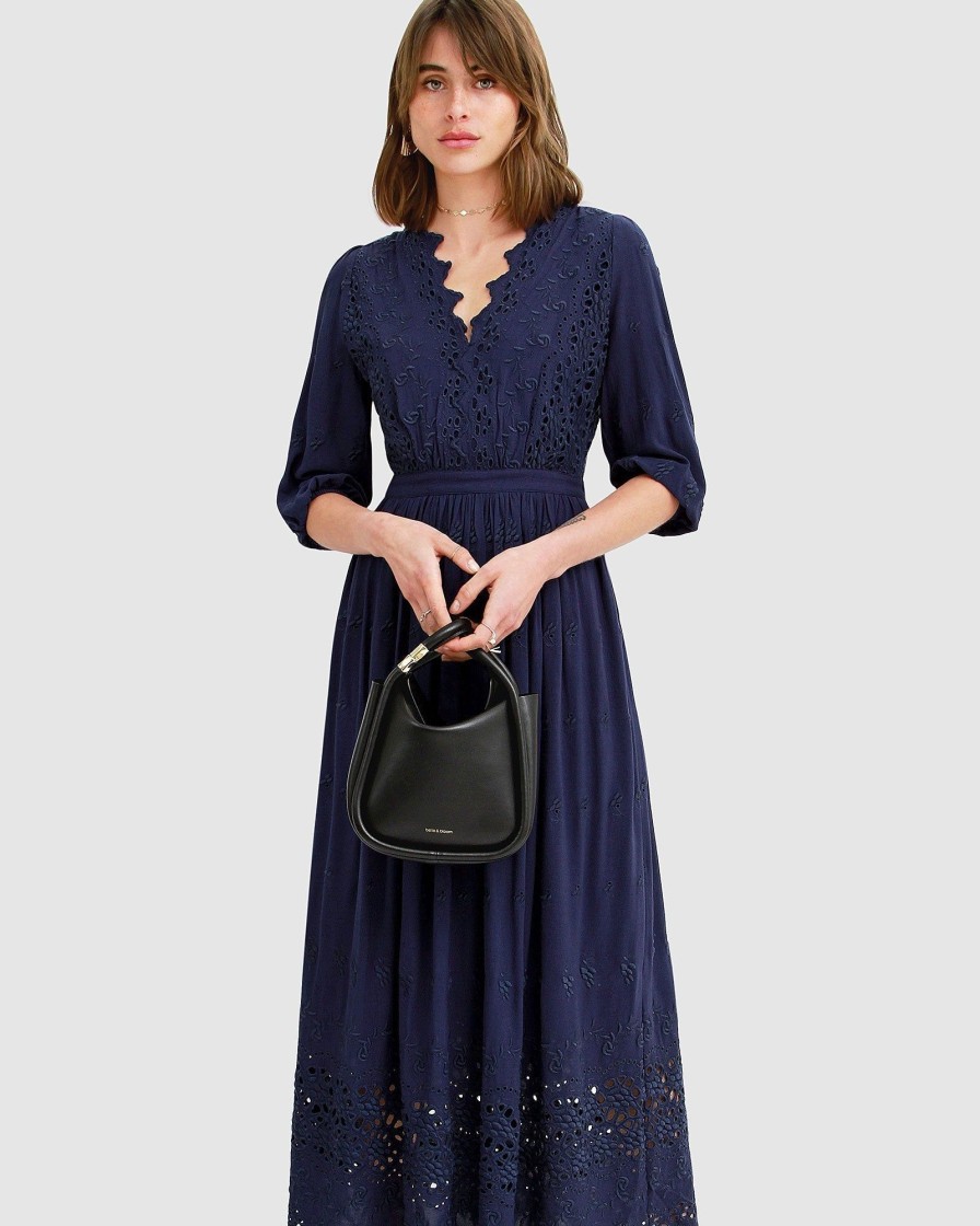 Women Belle & Bloom Midi Dresses | All Eyes On Me Midi Dress - Navy