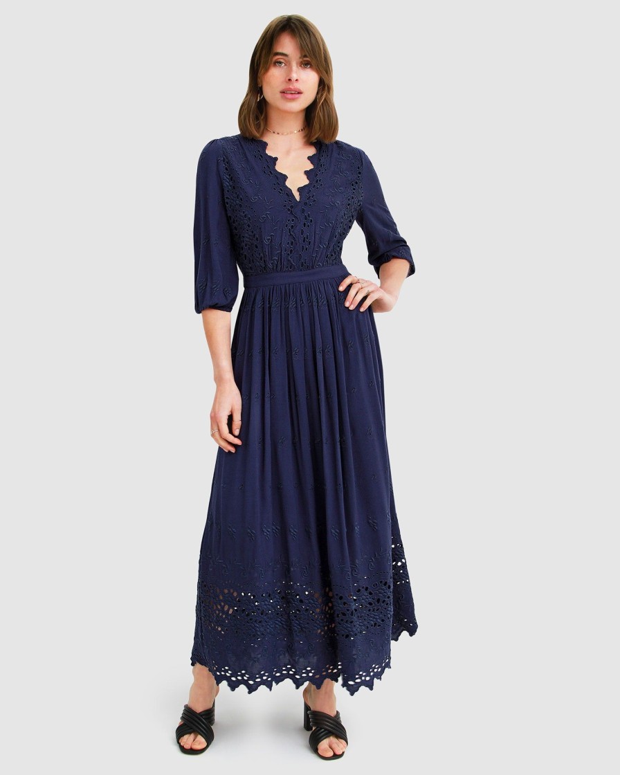 Women Belle & Bloom Midi Dresses | All Eyes On Me Midi Dress - Navy