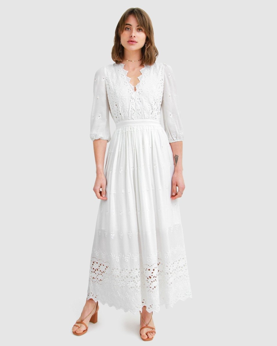 Women Belle & Bloom Midi Dresses | All Eyes On Me Midi Dress - White