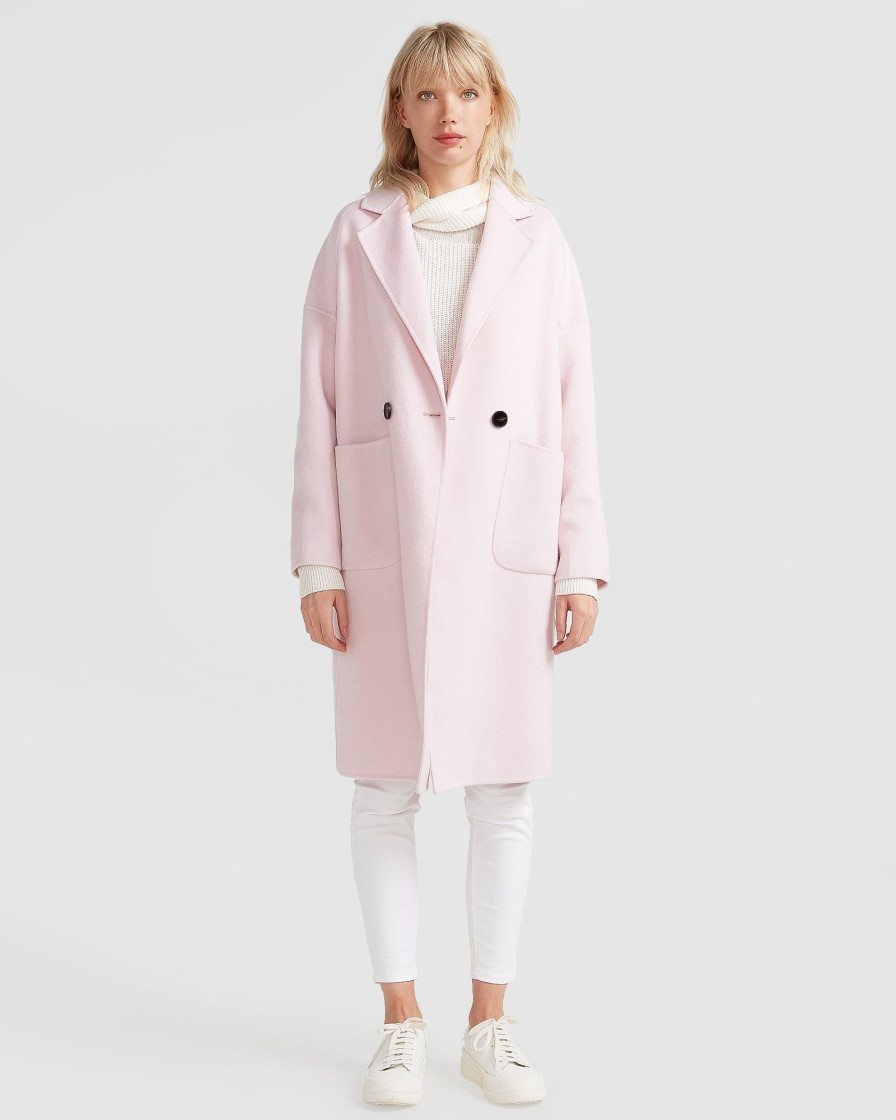 Women Belle & Bloom Wool Coats | Publisher Double-Breasted Wool Blend Coat - Pale Pink