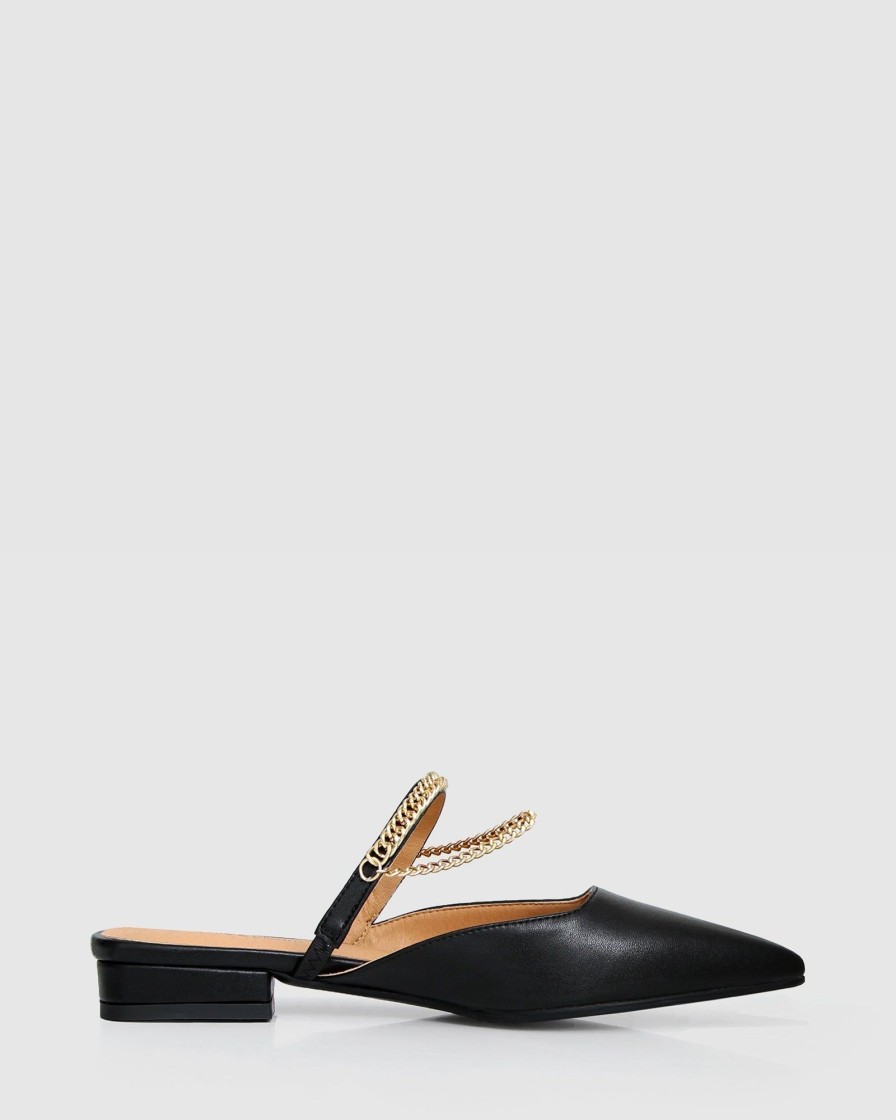 Women Belle & Bloom Flats | On The Go Leather Flat - Black